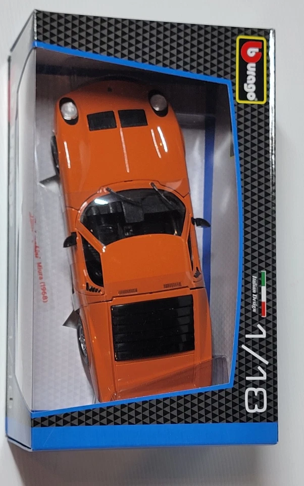 BBURAGO 1968 LAMBORGHINI MIURA 1/18 DIECAST ORANGE UNOPENED NEW IN BOX - Image 2 of 4