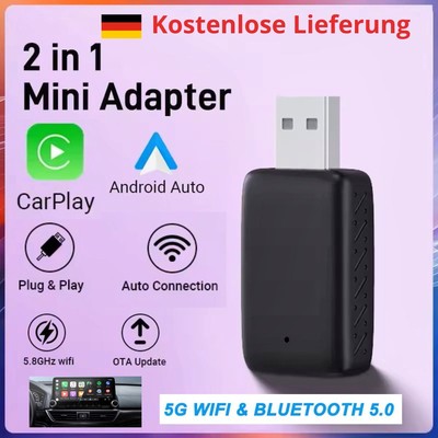 2 in 1 Wireless Apple Carplay Adapter Android Auto Adapter Box USB Car Dongle 5V