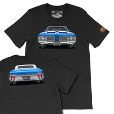 1970 Blue Olds 442 Legend Classic Car Art ,Gift Men's T-Shirts Made in USA