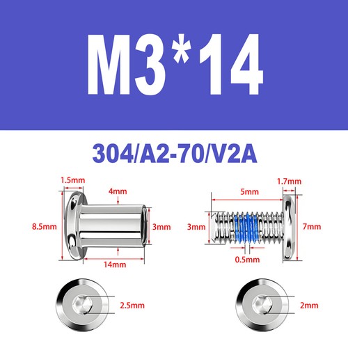 Möbelschrauben A2 V2A Hülsenschrauben M2-M6 Verbindungsschraube Möbelverbinder - Bild 28 von 122