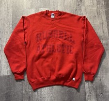 Vtg Russell Athletic Long Sleeve CrewNeck Sweater Made In USA Red Blank Sz M