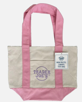 Trader Joe's Mini Pastel Canvas Tote Bag Light Pink 79986(T7)