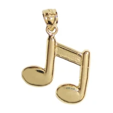 New 14k Yellow Gold Musical Note Pendant