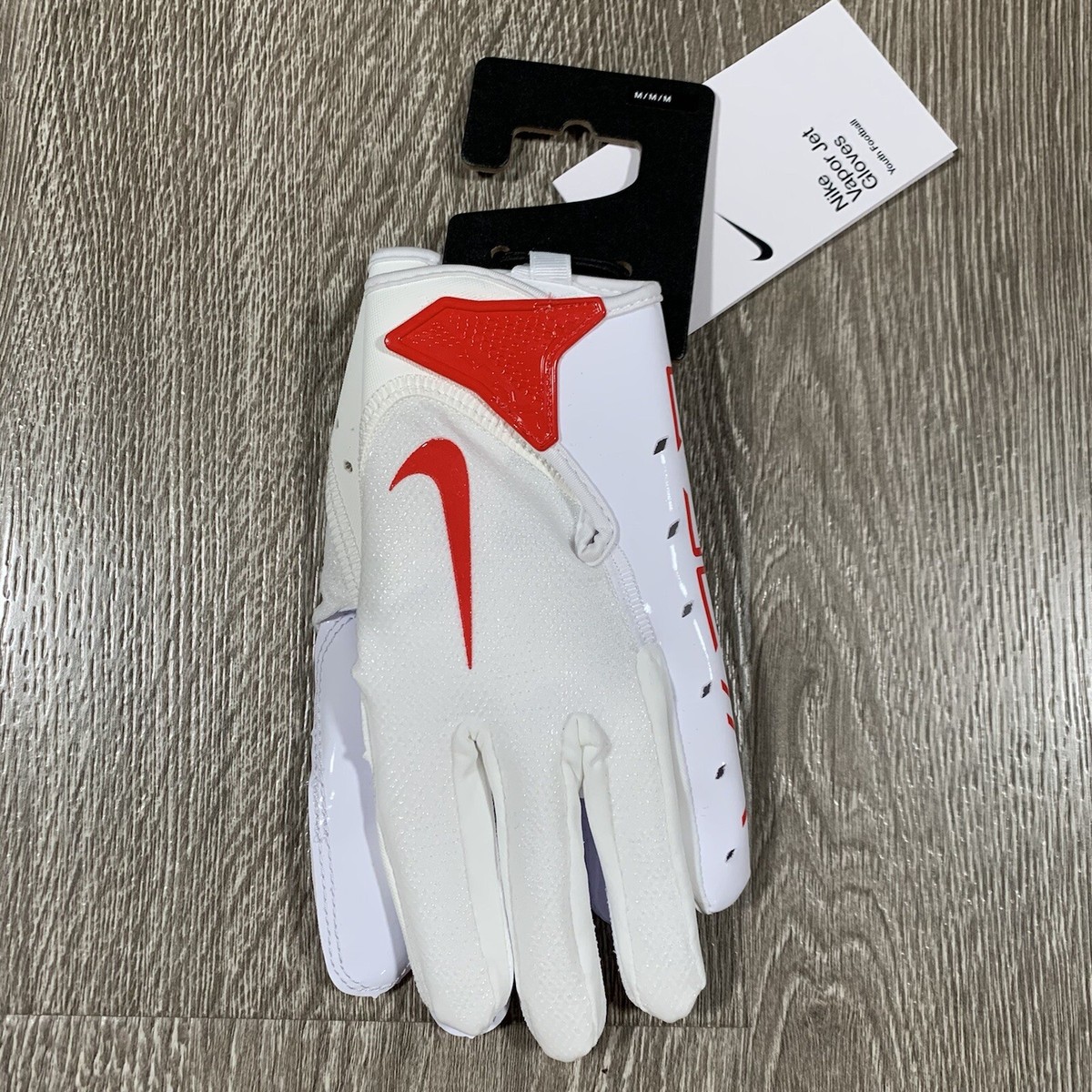 NIKE Youth Vapor Jet 7.0 Football Gloves WHITE RED, MEDIUM