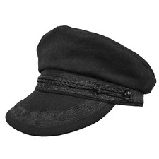 Peaked Cap Wool Mixed Fishing Navy Sailor Uniform Dress Hat Yachtsman Black New
