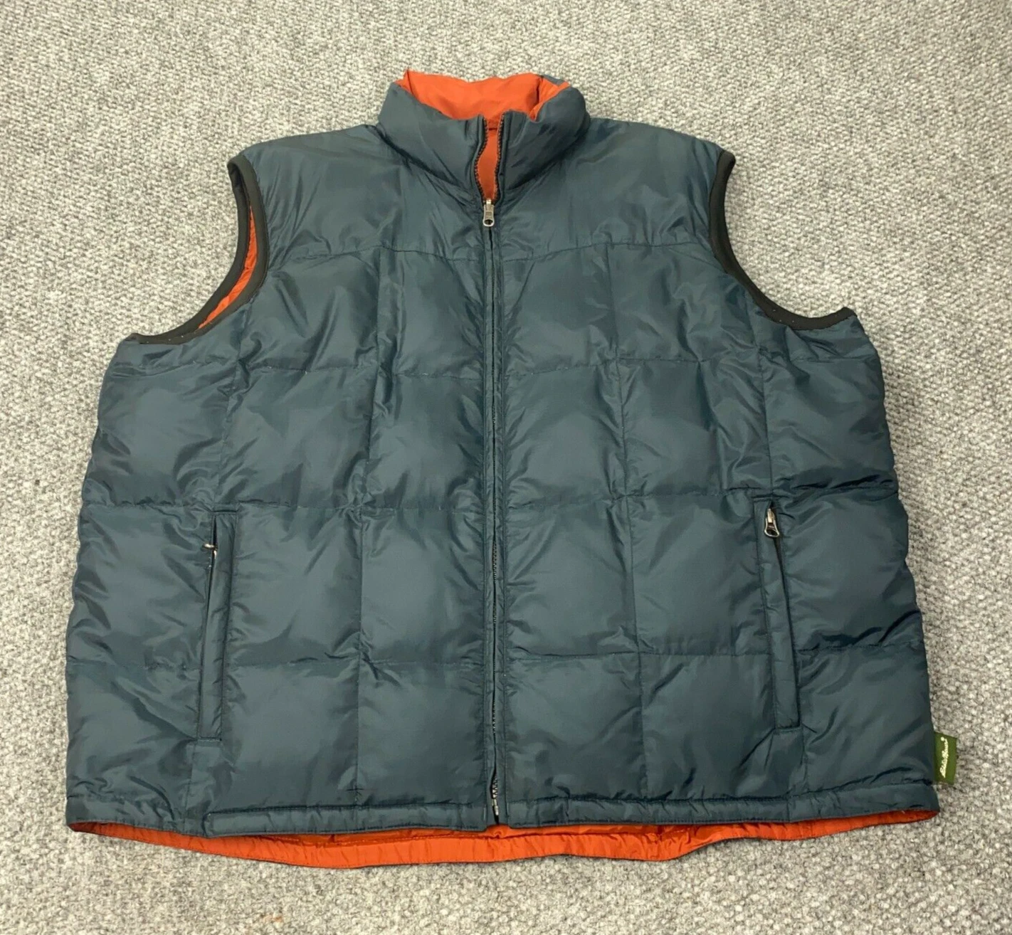 Eddie Bauer Puffer Vest Mens XL Gray Down Full Zip Winter Outdoors Reversible