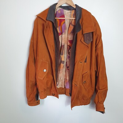 Vintage 1990's Echtes Leder Brown Leather Jacket mens RARE 3XL Great condition