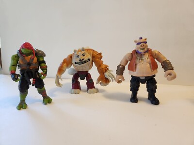 3 TMNT Teenage Mutant Ninja Turtles Figures Bebop-Purple Raphael Dogpound 5''