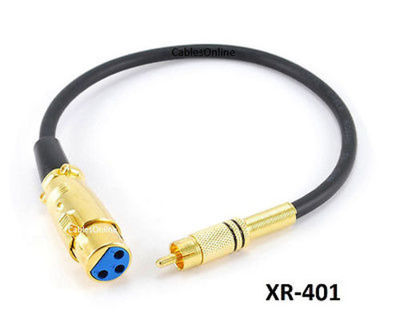 CablesOnline 1ft  XLR Female Plug to Single RCA Component Male Cable, XR-401