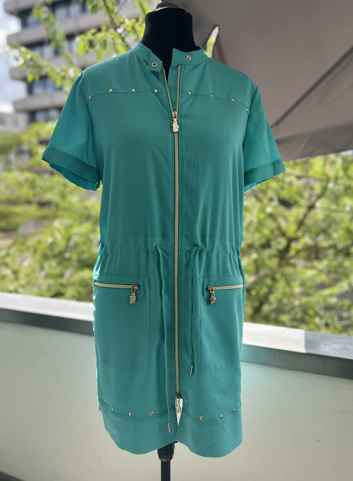 Abito Versace con cerniera cavo e accessori logo color oro L XL