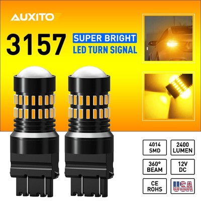 48-SMD 3157 3156 3457 T25 AMBER LED Turn Signal Lamp Projector Bulb Power 2400LM