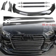 For AUDI A4 A5 A6 A7 Carbon Fiber Front Bumper Lip Spoiler 86.6" Side Skirt Kit