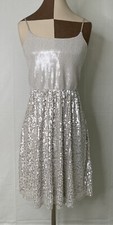 EXPRESS Champagne Taupe 70S Retro Spaghetti Strap Sequins Party Dress Size XS