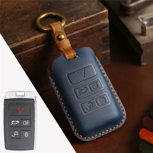 Leather Car Key Fob Case Cover Holder For Land Rover Range Rover Defender Jaguar - Bild 12 von 20