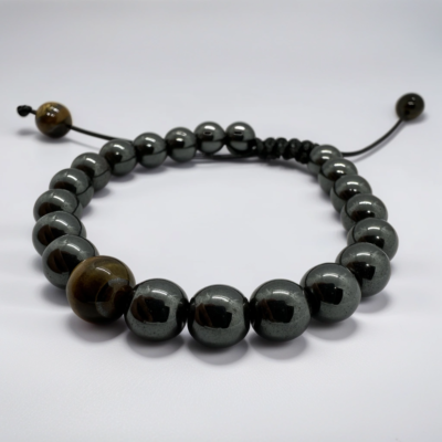 Bracelet Perles œil De Tigre Gris Naturel 8mm - Réglable Unisexe