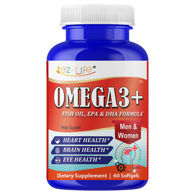 Omega 3 Fish Oil Softgels for Adults   Memory, Focus, Clarity, Heart Health 60ct