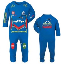 Car racing rookie driver baby grow babygrow romper suit customise customize