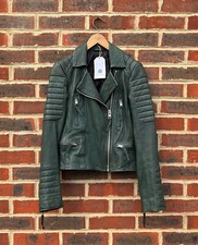 *stunning* All Saints Ladies "forest" Leather Biker Jacket Uk8 Us4 Pitch Moto