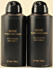QTY 2 - Bath and Body Works NOIR Deodorant Deodorizing Body Spray for Men 3.7OZ