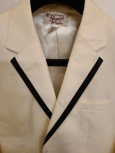 Penguin Off White Ivory Black Dinner Tuxedo Blazer - Picture 2 of 5