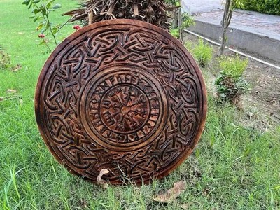 Wooden Carving Norse Round Wall Decor Shield Cosplay & Roleplay Shield