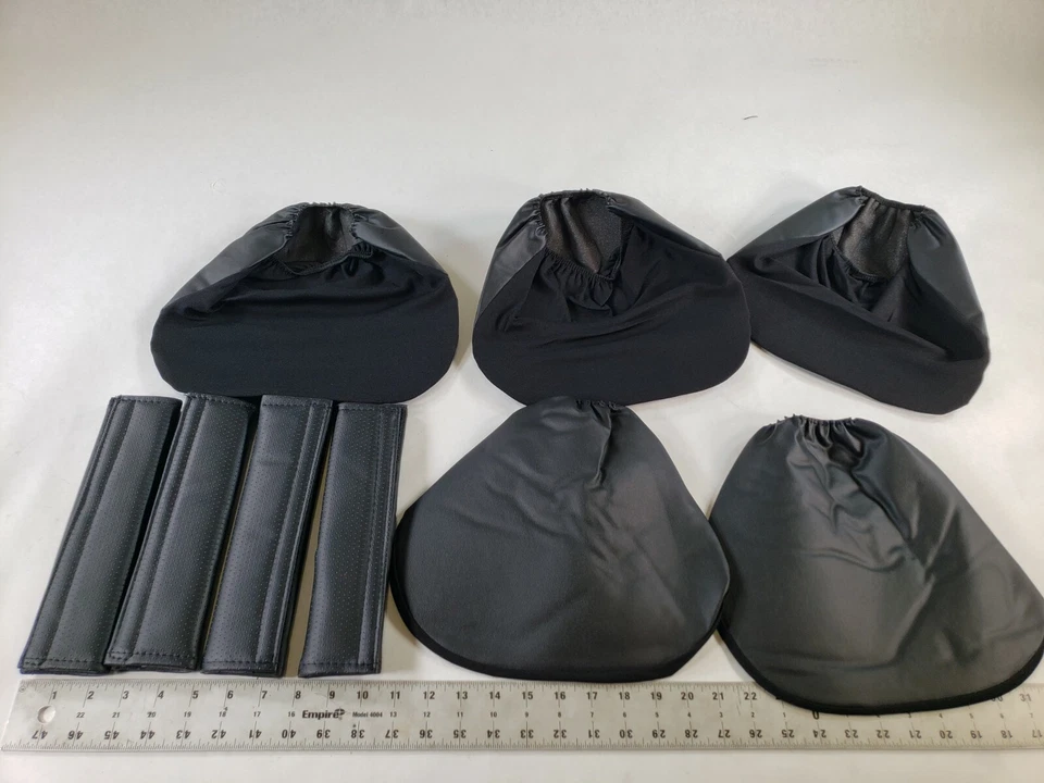 Pack Of 17 Pieces Leader Accessories Black Faux Leather Car Seat Covers Full Set - Image 3 of 4