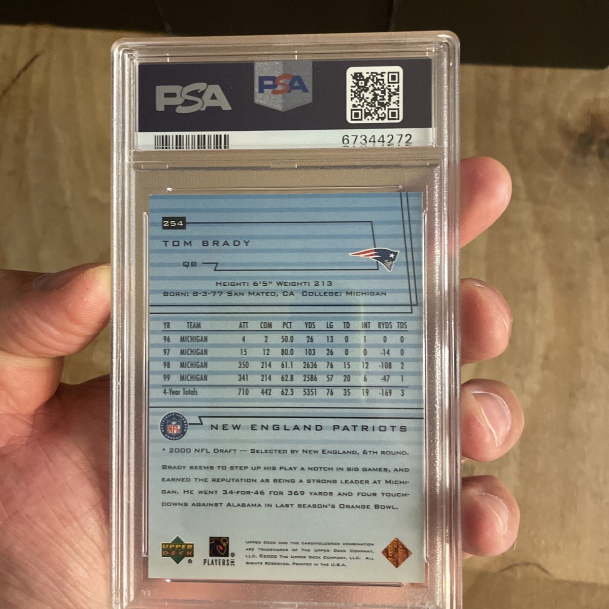 2000 Upper Deck Tom Brady RC #254 PSA 7 NM! | eBay