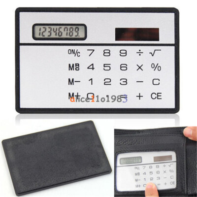 8 Digits   Thin Mini Slim Credit Card   Power Pocket Calculator W #A6-4