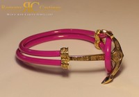 Rolex Anchor & Pink Rubber Bracelet 925 Silver Fittings Rose Gold Dipped Rolex Anchor & Pink Rubber Bracelet 925 Silver Fittings Rose Gold Dipped