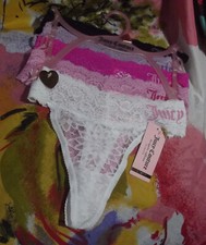 5 NEW JUICY COUTURE JC8504 5PKBY NO PANTY LINES LACE THONG PANTIES L