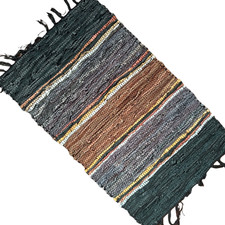 Lines Fireproof Leather Rug 20x32in (50x80cm) – Modern Heat Resistant Accent Rug