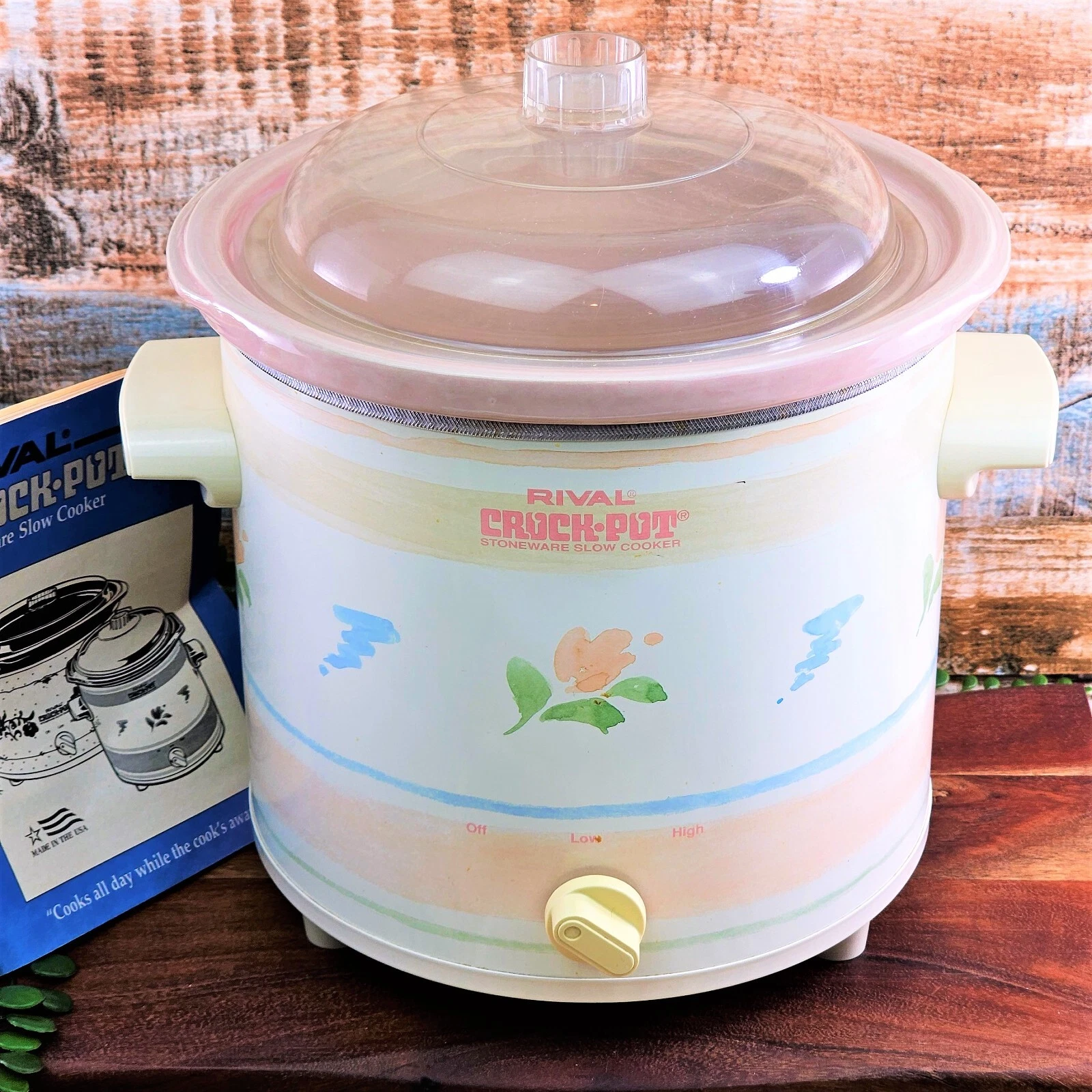 Vintage RIVAL Crock Pot Stoneware Slow Cooker 3.5 Qt Model 3150 Chili Made USA
