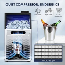 90lbs Commercial Ice Machine Bar Restaurant Ice Cube Maker Stainless Steel New