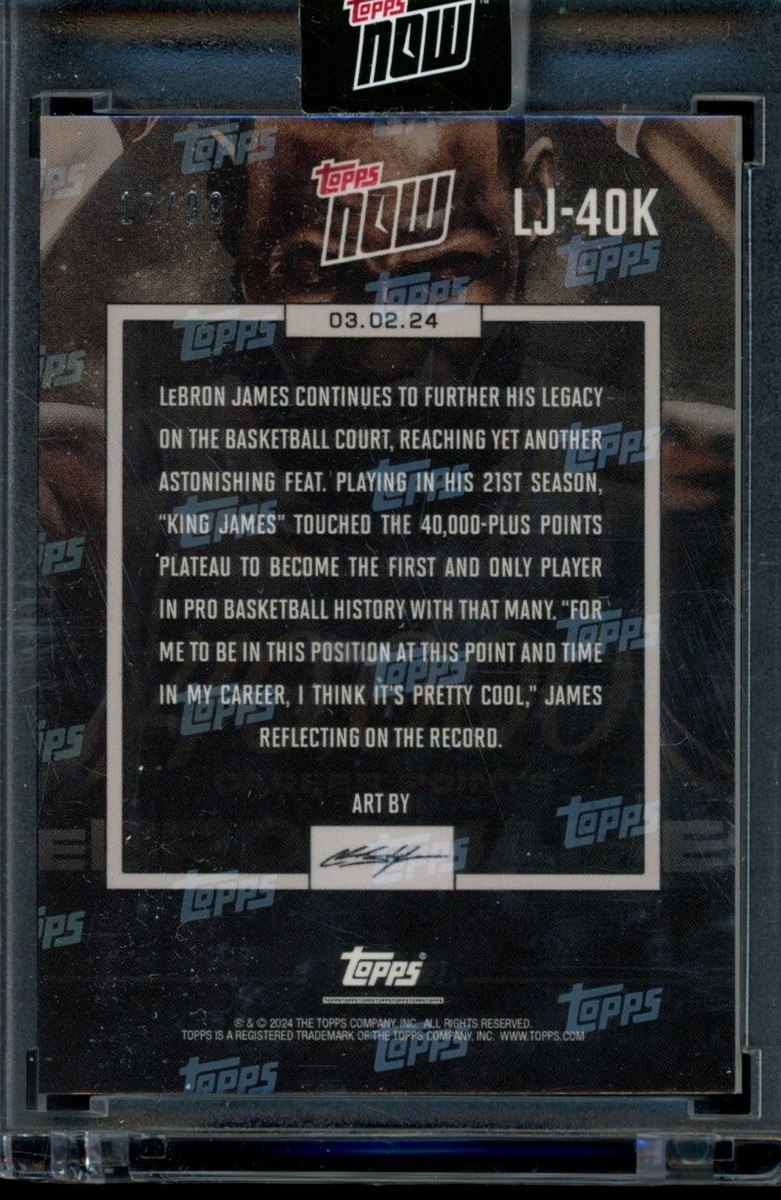 lebron topps now 40000pt 記念カード　ssp 2023-24 Topps Now 40000 Career Points #LJ-40K LeBron James
