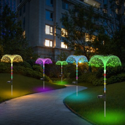 4 Pack Color-Changing LED Solar Powered Jellyfish Stake Lights Yard Garden Decor