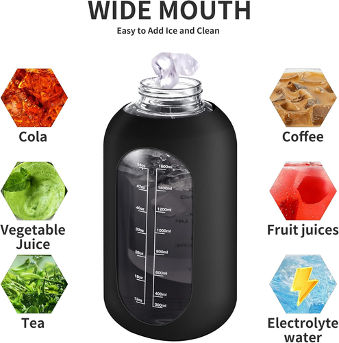 CIVAGO 32 Oz Glass Water Bottle with Straw and Handle, Large Sports Motivational - 第 5/12 張圖片