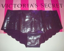 NEW VICTORIA'S SECRET "PINK" NO SHOW SCALLOP HIPSTER PANTY METALLIC PURPLE SZ S
