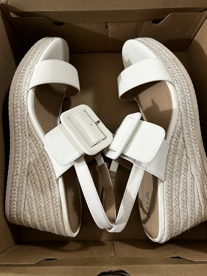 MIA Mujer Brooke Alpargata Plataforma Cuña Sandalia Hueso 10 Foto 3 de 4