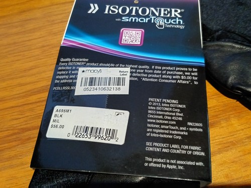 ISOTONER Women's Leather Spandex Smart Touch Winter Gloves Black, M / L - Picture 11 of 12