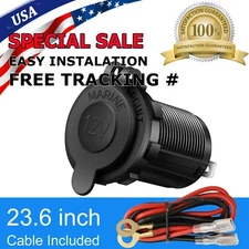 12V Waterproof Car Cigarette Lighter Socket Outlet Charger Power Adapter Plug US