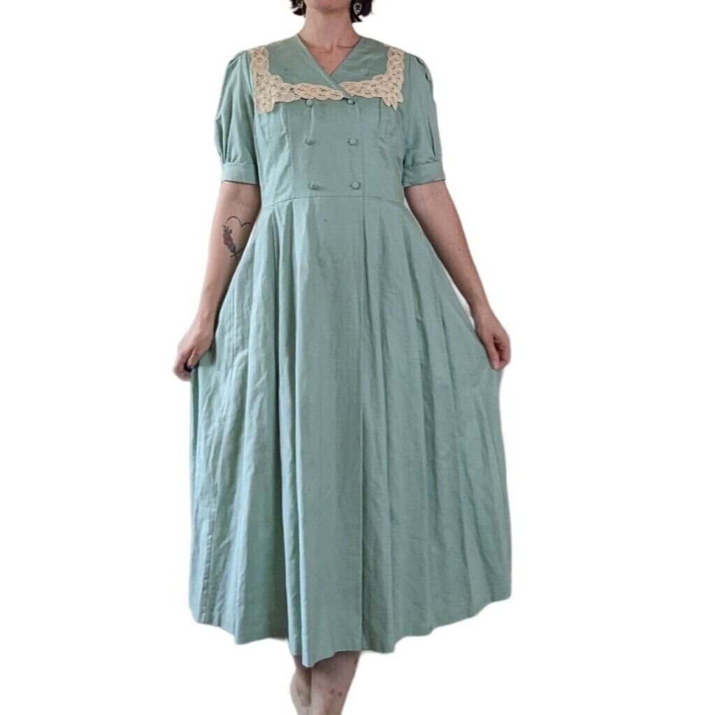 Vintage Laura Ashley Cottagecore Mint Dress Ivory… - image 14
