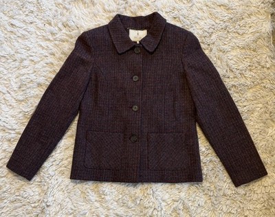 House Of Bruar Harris Tweed lila 100% reine Schurwolle Knopf Blazer UK 12