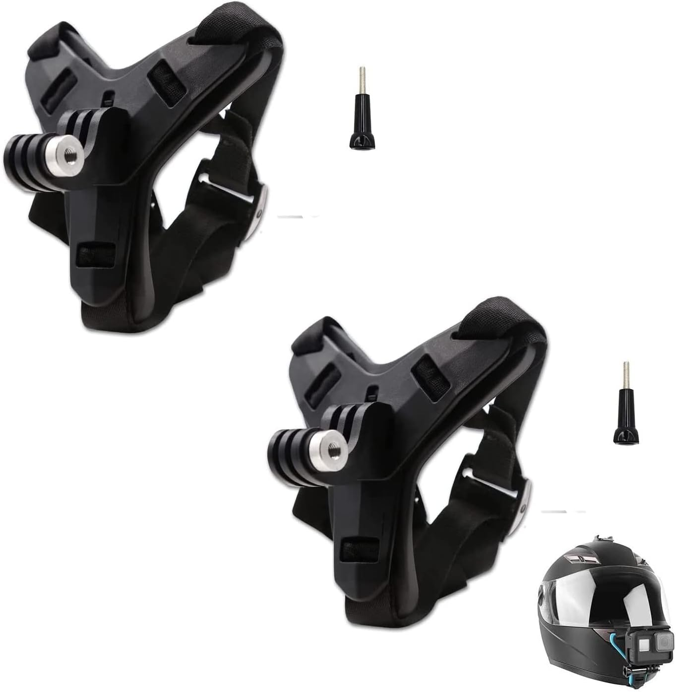 (2 Sets Pack) Motorbike Helmet Camera Chin Strap, Motorcycle Helmet Chin Mount H