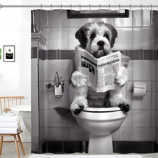Funny Dog Shower Curtains 72 x 72 Inch Fun Cool Dog Read Book bath Curtain,...