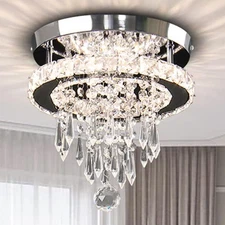 Mini Modern Crystal Chandeliers LED Ceiling Light Fixtures Stainless Steel Fl...