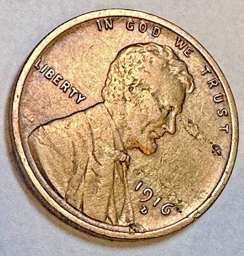1916-D Lincoln Wheat 1c ~ AU w/Obverse Lamination Error ~ Sharp Details ~ M18