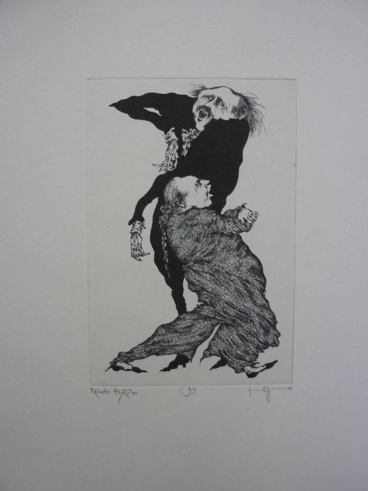 GERTRUDE DEGENHARDT - Original Radierung 1977 "Tänzer & Musikanten" HANDSIGNIERT - Bild 2 von 3