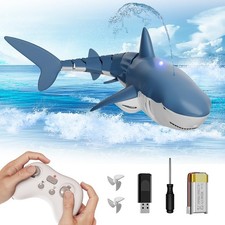 Waterproof Remote Control Electric Shark Water Toy with Spray, RC Swimming Po...