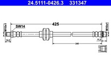 ATE 2x Bremsschlauch 24.5111-0426.3/2x für RENAULT MEGANE 3 BZ0 KZ0 DZ0 SCÉNIC
