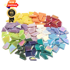 Youway Style Iridescent Glass Mosaic Tiles for Crafts 200g, Multi Colors